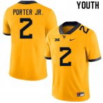 Youth West Virginia Mountaineers NCAA #2 Daryl Porter Jr. Gold Authentic Nike Stitched College Football Jersey DB15D03LZ